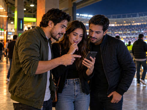 Aficionados consultan información deportiva en su teléfono